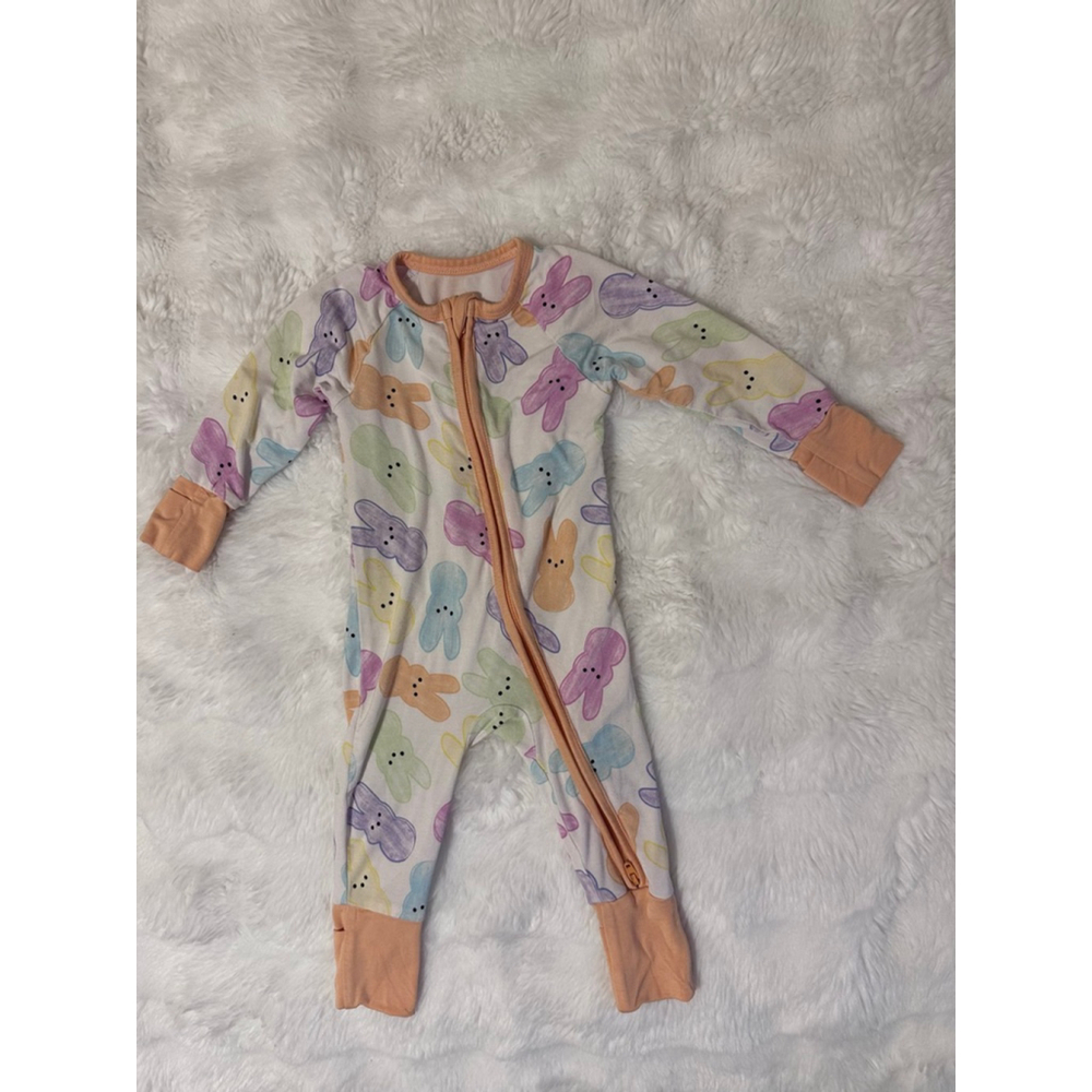 River Babe Threads Bamboo Bunny Zipper Sleeper Pajamas 3–6 Months Easter Spring